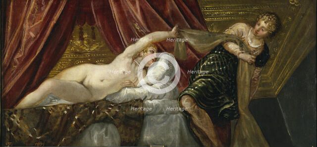 Joseph and Potiphar's Wife. Artist: Tintoretto, Jacopo (1518-1594)