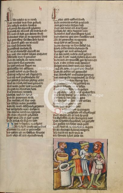 Joseph as Chief Administrator; Weltchronik, about 1400-1410. Creator: Unknown.