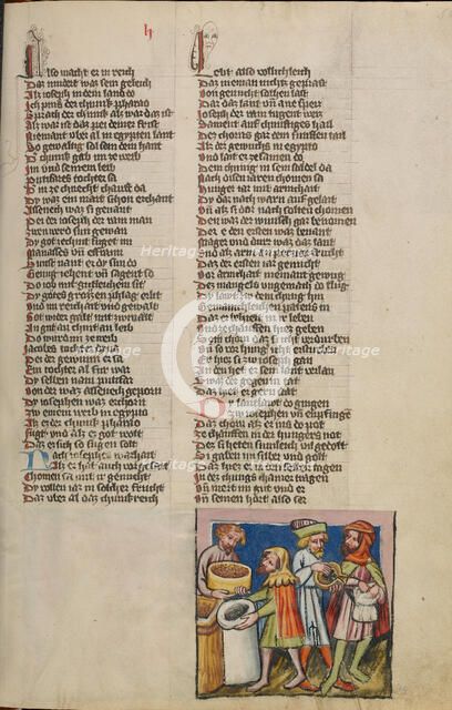 Joseph as Chief Administrator; Weltchronik, about 1400-1410. Creator: Unknown.