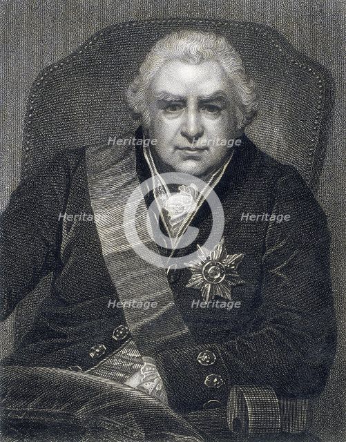Joseph Banks, President of the Royal Society (PRS), botanist, 1800s. Creator: Thomas Philips.