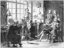 Joseph Black visiting James Watt in his Glasgow workshop, c1760 (c1879)