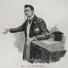 Joseph Chamberlain, British Secretary of State for the Colonies, Birmingham, 12 April 1898. Creator: Unknown