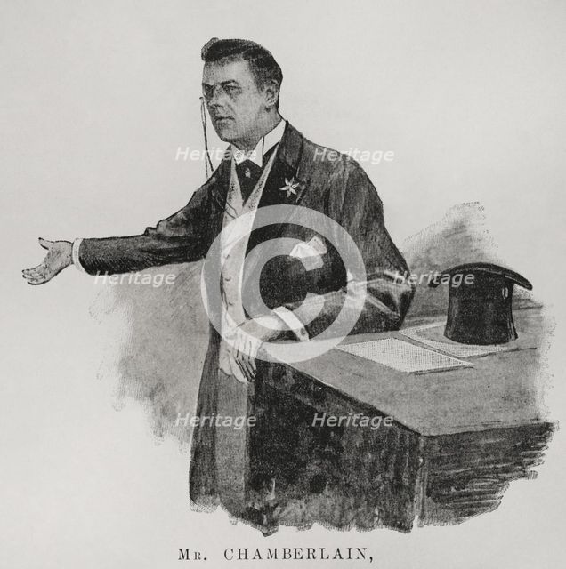 Joseph Chamberlain, British Secretary of State for the Colonies, Birmingham, 12 April 1898.  Creator: Unknown.
