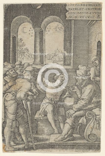 Joseph Describing His Dream, from The Story of Joseph, 1544. Creator: Georg Pencz.