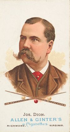 Joseph Dion, Billiard Player, from World's Champions, Series 1 (N28) for Allen & Ginter Ci..., 1887. Creator: Allen & Ginter