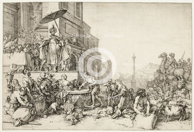 Joseph Distributing Grain to Egypt, 1644. Creator: Bartholomeus Breenbergh.