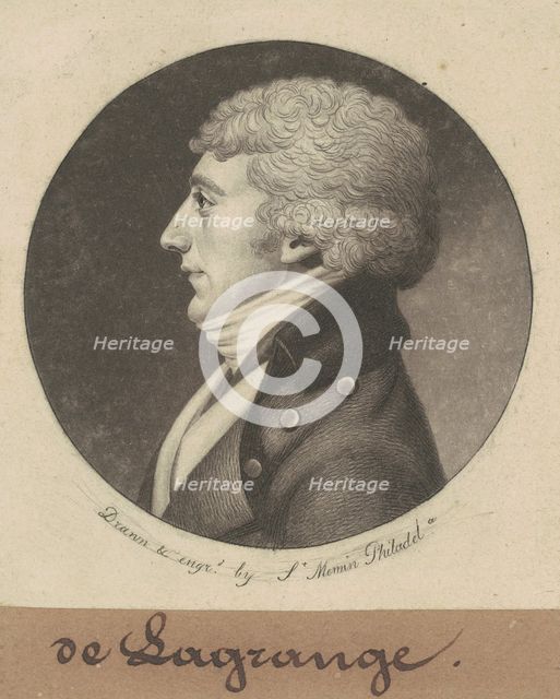 Joseph E. G. M. de la Grange, 1799. Creator: Charles Balthazar Julien Févret de Saint-Mémin.