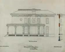 Joseph H. Lathrop House Addition, Elmhurst, Illinois, Elevation and Section, c. 1870. Creator: Bauer & Loebnitz