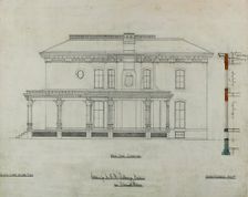 Joseph H. Lathrop House Addition, Elmhurst, Illinois, Elevation and Section, c. 1870. Creator: Bauer & Loebnitz