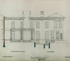Joseph H. Lathrop House Addition, Elmhurst, Illinois, Elevations and Section, c. 1870. Creator: Bauer & Loebnitz