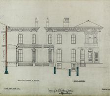 Joseph H. Lathrop House Addition, Elmhurst, Illinois, Elevations and Section, c. 1870. Creator: Bauer & Loebnitz