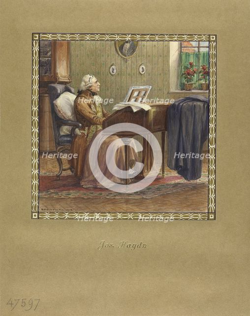 Joseph Haydn at the grand piano, 1917. Artist: Nowak, Otto Robert (1874-1945)
