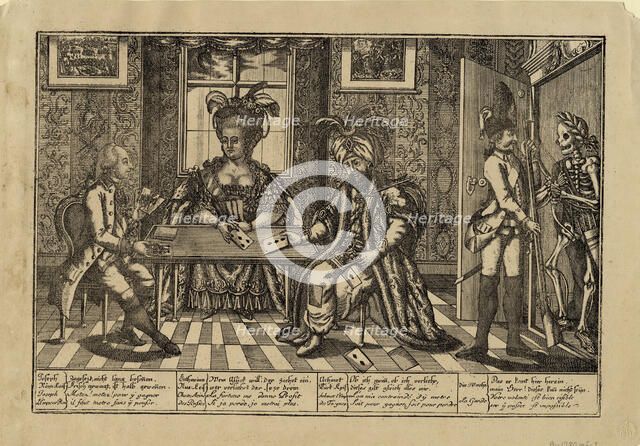 Joseph II, Catherine the Great and Sultan Abdul Hamid I playing cards, c. 1780. Artist: Anonymous  