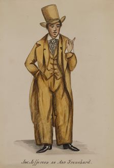 Joseph Jefferson as Asa Trenchard [From Tom Taylor's Our American Cousin'], 1855-1859. Creator: Alfred Jacob Miller