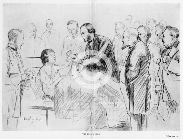 Joseph Lister, English surgeon, on his ward round in Glasgow Royal Infirmary, c1867 (1927). Artist: Unknown