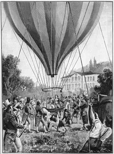 Joseph Louis Gay-Lussac making a balloon ascent from Paris, 14 September 1804 (1910). Creator: Unknown