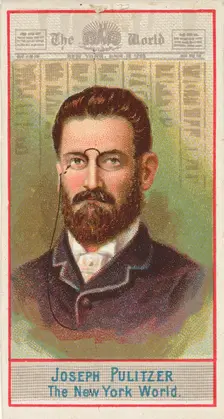 Joseph Pulitzer, The New York World, from the American Editors series (N1) for Allen & Gin..., 1887. Creator: Allen & Ginter