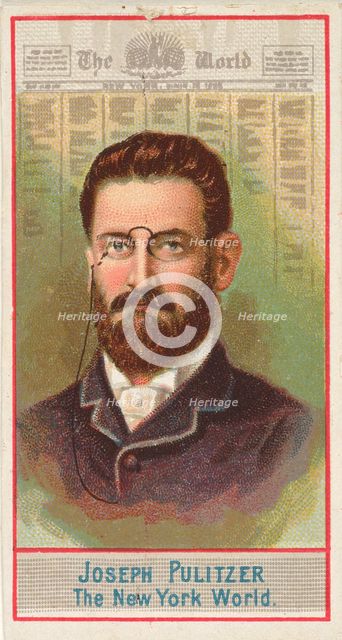 Joseph Pulitzer, The New York World, from the American Editors series (N1) for Allen & Gin..., 1887. Creator: Allen & Ginter.