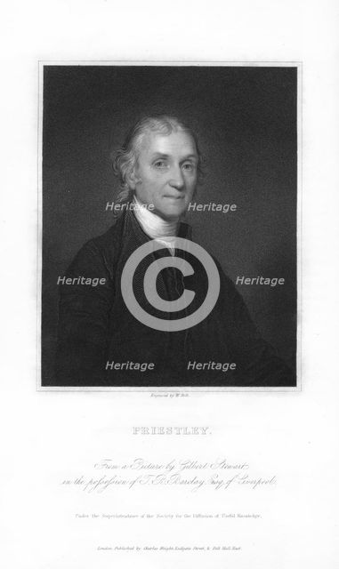 Joseph Priestley, English chemist and Presbyterian minister, (1836).Artist: W Holl