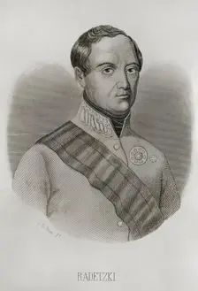 Joseph Radetzky von Radetz, (Johann Joseph Wenzel Graf Radetzky von Radetz), Bohemian..., 1857. Creator: Esteban Buxo