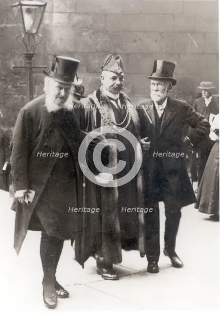 Joseph Rowntree (right) on the occasion of receiving the Freedom of the City of York, 1911. Artist: Unknown