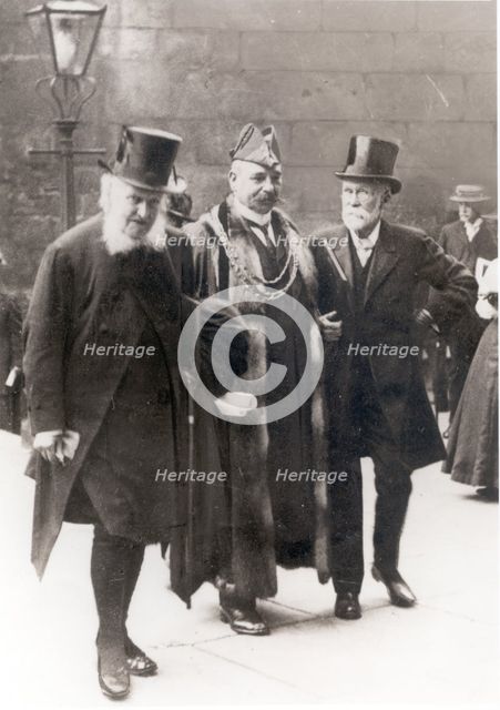 Joseph Rowntree (right) on the occasion of receiving the Freedom of the City of York, 1911. Artist: Unknown