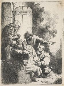 Joseph's coat brought to Jacob, c.1633. Creator: Rembrandt Harmensz van Rijn