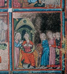 Joseph's brothers showing their father his bloodstained coat, 14th century