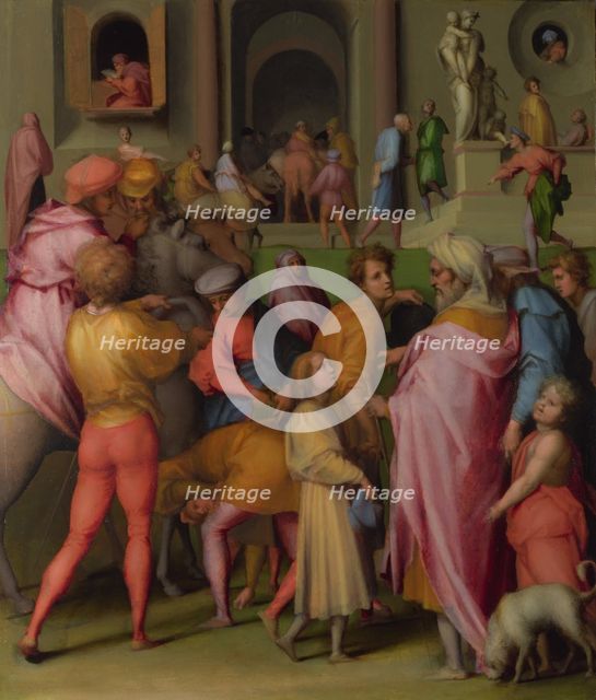 Joseph sold to Potiphar (from Scenes from the Story of Joseph), ca 1515. Artist: Pontormo (1494-1557)