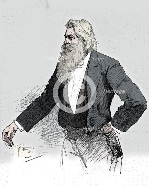 Joseph Wilson Swan, British physicist and chemist, demonstrating electromagnetism, 1889. Artist: Unknown.