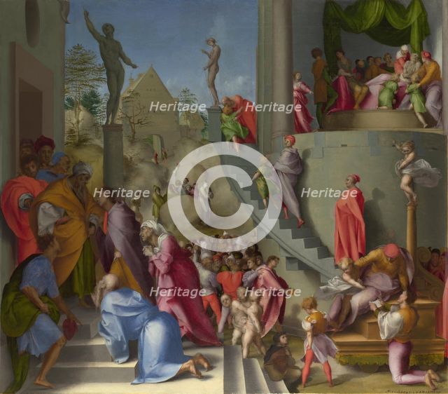 Joseph with Jacob in Egypt (from Scenes from the Story of Joseph), ca 1515. Artist: Pontormo (1494-1557)