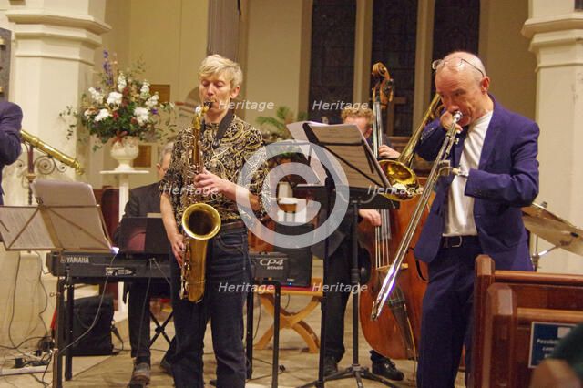 Josephine Davies Mark Bassey Sextet, St Andrews Church, Hove, East Sussex, 14 Oct 2022. Creator: Brian O'Connor.