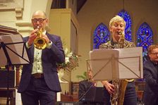Josephine Davies Mark Bassey Sextet, St Andrews Church, Hove, East Sussex, 14 Oct 2022. Creator: Brian O'Connor