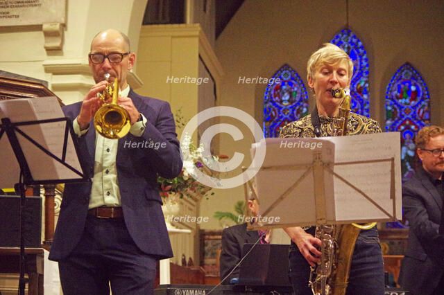 Josephine Davies Mark Bassey Sextet, St Andrews Church, Hove, East Sussex, 14 Oct 2022. Creator: Brian O'Connor.