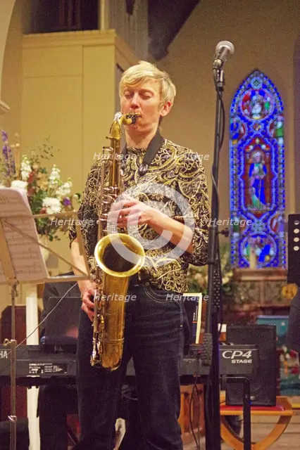Josephine Davies Mark Bassey Sextet, St Andrews Church, Hove, East Sussex, 14 Oct 2022. Creator: Brian O'Connor.