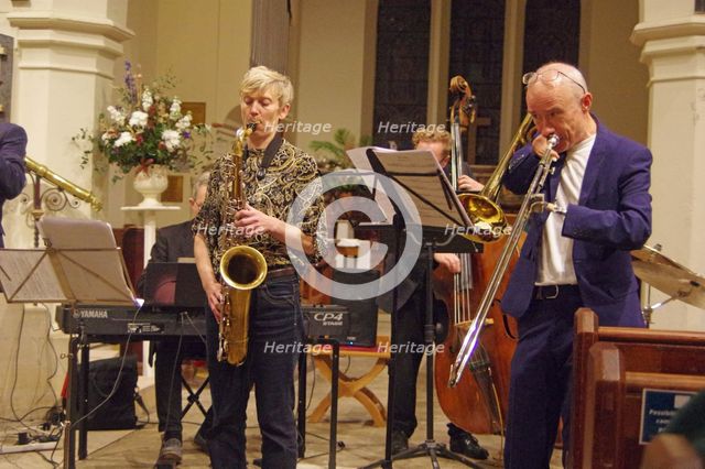 Josephine Davies Mark Bassey Sextet, St Andrews Church, Hove, East Sussex, 14 Oct 2022. Creator: Brian O'Connor.