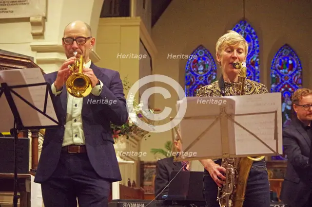 Josephine Davies Mark Bassey Sextet, St Andrews Church, Hove, East Sussex, 14 Oct 2022. Creator: Brian O'Connor.