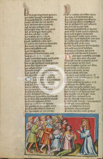 Joseph's Brothers Kneeling before Him; Weltchronik, about 1400-1410. Creator: Unknown.