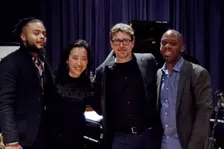 Josh Ginsburg with Richardson, Sung and Strickland, Watermill Jazz Club, Dorking, Surrey, 2015. Artist: Brian O'Connor