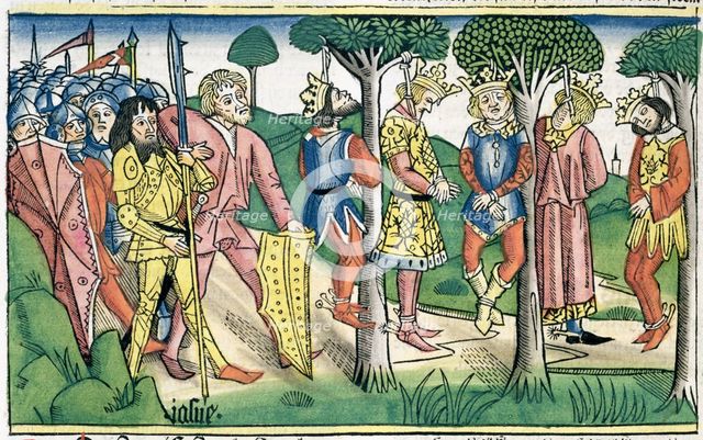 Joshua 10:16-27: the execution of the five kings. Creator: Unknown.