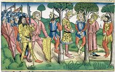 Joshua 10:16-27: the execution of the five kings. Creator: Unknown