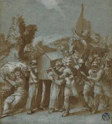 Joshua and the Israelites Crossing the Jordan, 16th century. Creator: After Raffaello Sanzio, called Raphael Italian, 1483-1532