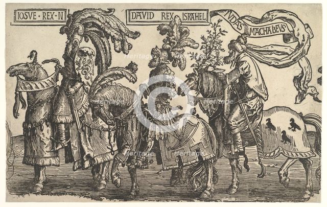 Joshua, David, and Judas Maccabee, from The Nine Heroes, ca. 1520. Creator: Lucas van Leyden.