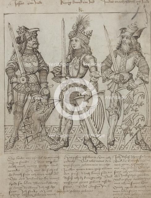 Joshua, King David and Judas Maccabeus, 1492. Creator: Master of the Strassburg Chronicle.