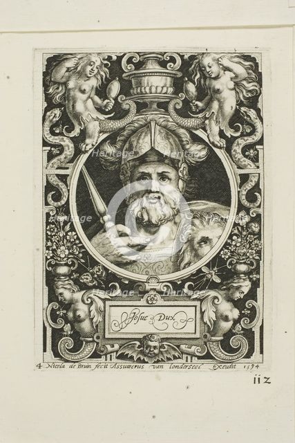 Joshua, plate four from The Nine Worthies, 1594. Creator: Nicolaes de Bruyn.