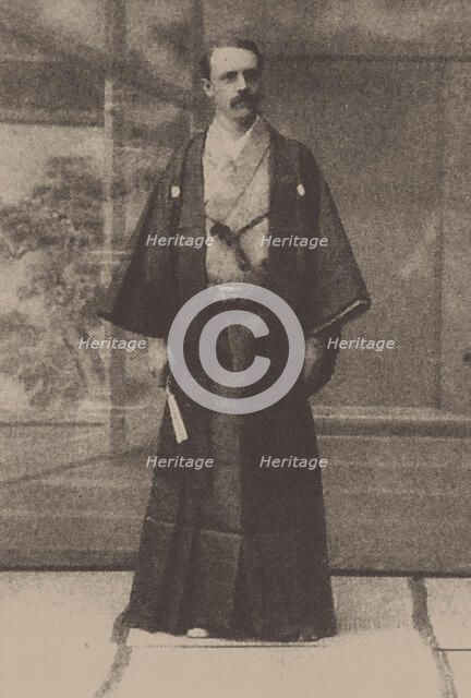 Josiah Conder (1852-1920) wearing Kimono, . Creator: Anonymous.