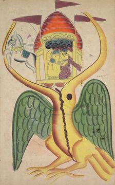 Jatayu Hinders Ravana’s Chariot, Trying to Prevent the Abduction of Sita, 1800s. Creator: Unknown