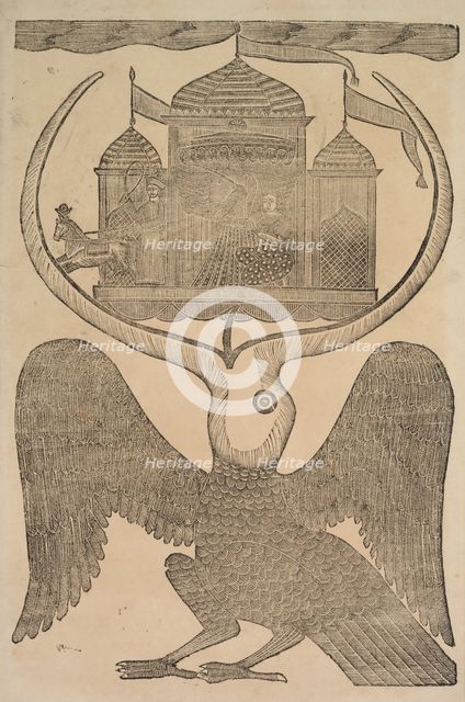 Jatayu (Ramaa Mythical Bird) Hinders Ravana's Chariot, Trying to Prevent Abduction of Sita, 1800s. Creator: Shri Gobinda Chandra Roy.