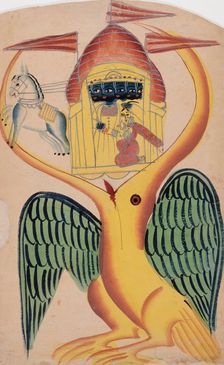 Jatayu's Attempt to Foil Sita's Abduction, Folio from a Vaidehisha Vilasa..., between 1875 and 1900. Creator: Unknown