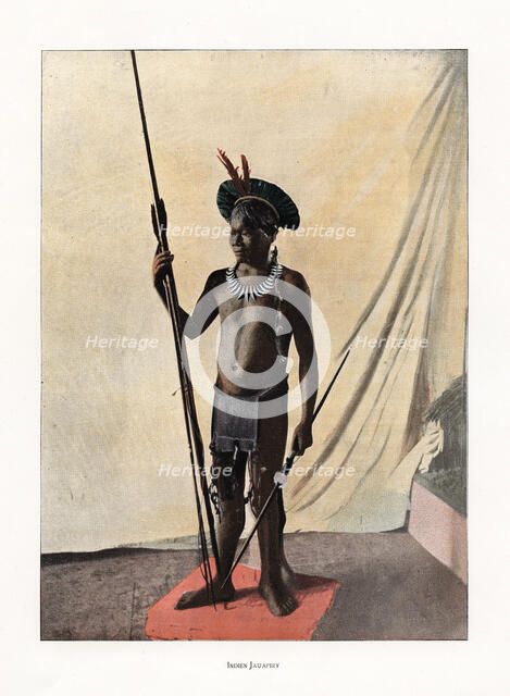 Jauapiry Indian with weapons, Brazil, 19th century. Artist: Unknown